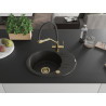 Mexen Kevin fregadero de granito de 1 tazón con grifo de cocina Duo, negro/oro metálico - 6517-75-671701-57-G