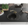 Mexen Kevin Granitspüle 1-Kammer mit Küchenarmatur Duo, schwarz/gold metallic - 6517-75-671701-57-B