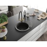 Mexen Kevin Granitspüle 1-Kammer mit Küchenarmatur Duo, schwarz/gold metallic - 6517-75-671701-57-B