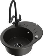 Mexen Kevin groussen one-komoresche Granit-Drain mat Duo Kichenbatterie, schwaarz/golde metalik - 6517-75-671701-70-B