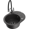 Mexen Kevin fregadero de granito de 1 cubeta con grifo de cocina Duo, negro moteado - 6517-76-671701-07-B