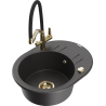 Mexen Kevin granite 1-bowl sink with Duo kitchen tap, speckled black - 6517-76-671701-57-G