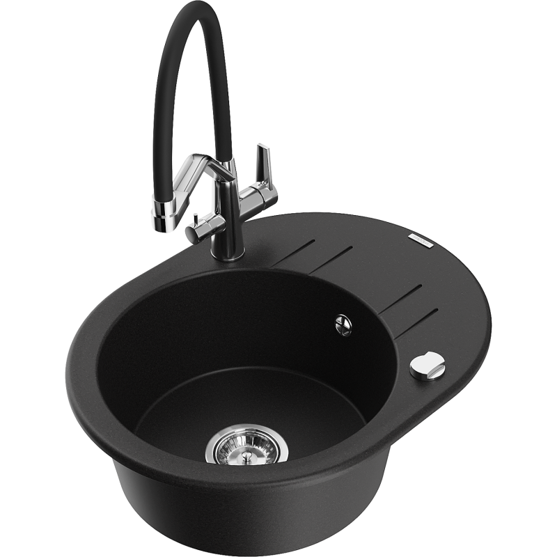 Mexen Kevin νεροχύτης γρανίτης 1-διαμερισμάτιος με μπαταρία κουζίνας Duo,