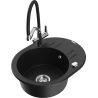 Mexen Kevin fregadero de granito de 1 seno con grifo de cocina Duo, negro - 6517-77-671701-07
