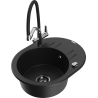 Mexen Kevin fregadero de granito de 1 cámara con grifo de cocina Duo, negro - 6517-77-671701-07-B