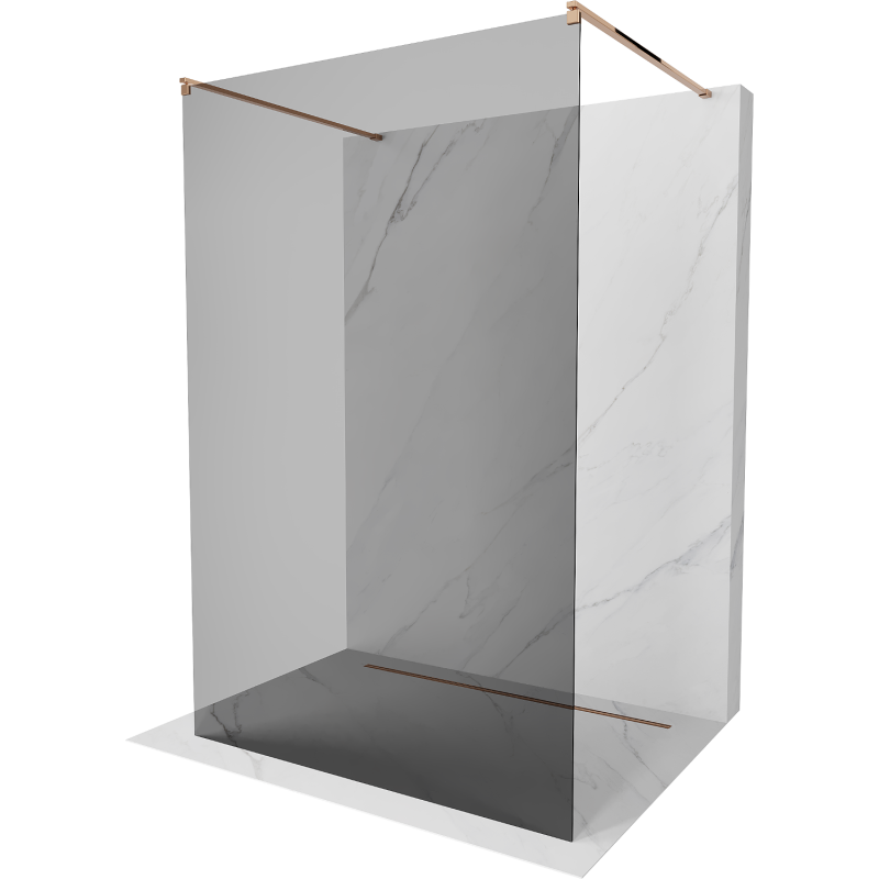 Mexen Kioto pared de ducha independiente 100 x 200 cm, grafito 8 mm, oro rosa - 800-100-002-60-40