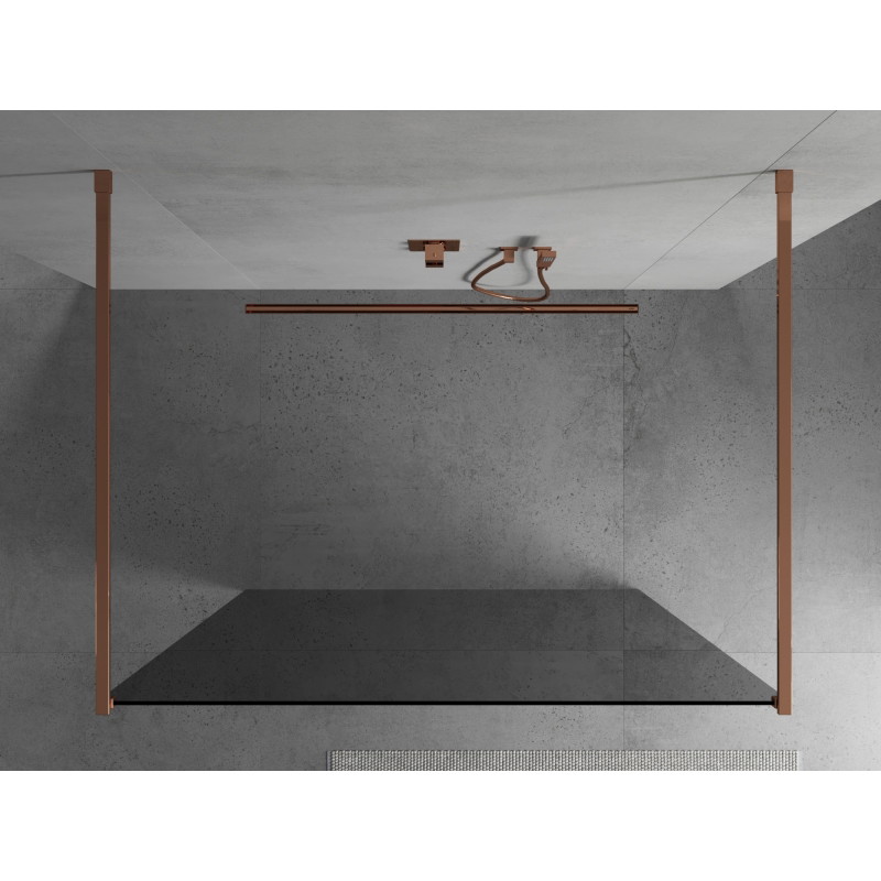 Mexen Kioto freistehende Duschwand 120 x 200 cm, Graphit 8 mm, Roségold - 800-120-002-60-40