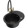 Mexen Kevin fregadero de granito de 1 seno con grifo de cocina Duo, negro - 6517-77-671701-57-B