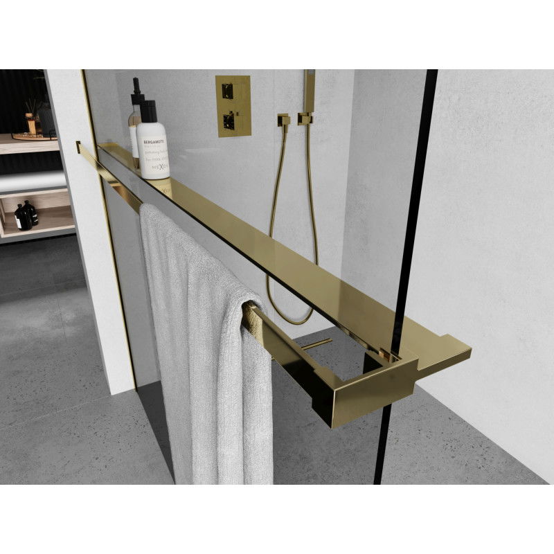 Mexen étagère pour paroi de douche avec barre pour serviettes, dorée - 800-02-50
