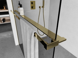 Mexen étagère pour paroi de douche avec barre pour serviettes, dorée - 800-02-50