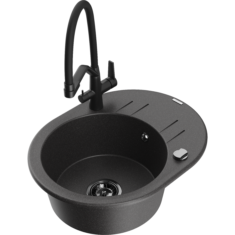 Mexen Kevin 1-Kummer Granitspullsteen mat Kichekran Duo, schwaarz gesprenkel - 6517-76-671701-70-B