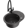 Mexen Kevin 1-bowl granite kitchen sink with Duo faucet, speckled black - 6517-76-671701-70-B