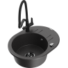 Mexen Kevin 1-bowl granite kitchen sink with Duo tap, black speckled - 6517-76-671701-70-B
