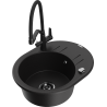 Mexen Kevin 1-bowl granite sink with Duo kitchen tap, black - 6517-77-671701-70-B