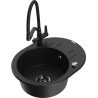 Mexen Kevin fregadero de cocina de granito de 1 cubeta con grifo de cocina Duo, negro - 6517-77-671701-70-B