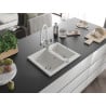 Mexen Carlos granite kitchen sink 1.5-bowl with Duo kitchen tap, white - 6518-20-671701-02