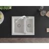 Mexen Carlos granite kitchen sink 1.5-bowl with Duo kitchen tap, white - 6518-20-671701-02