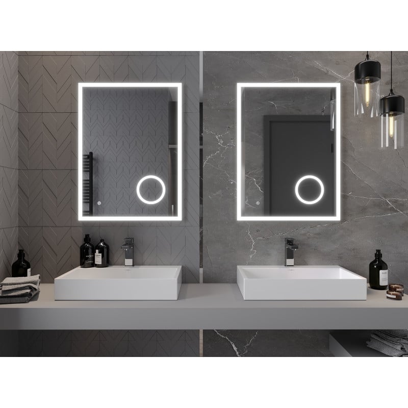 Mexen Kala lustro łazienkowe podświetlane z lusterkiem kosmetycznym 60 x 80 cm, LED 6000K, antypara - 9820-060-080-611-00