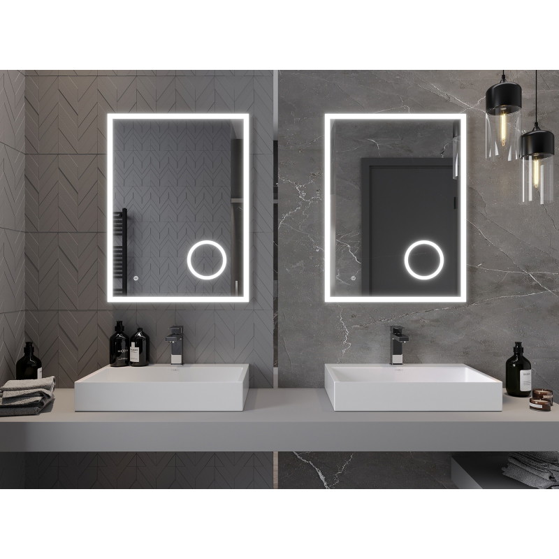 Mexen Kala miroir de salle de bain éclairé avec miroir cosmétique 60 x 80 cm, LED 6000K, anti-buée - 9820-060-080-611-00