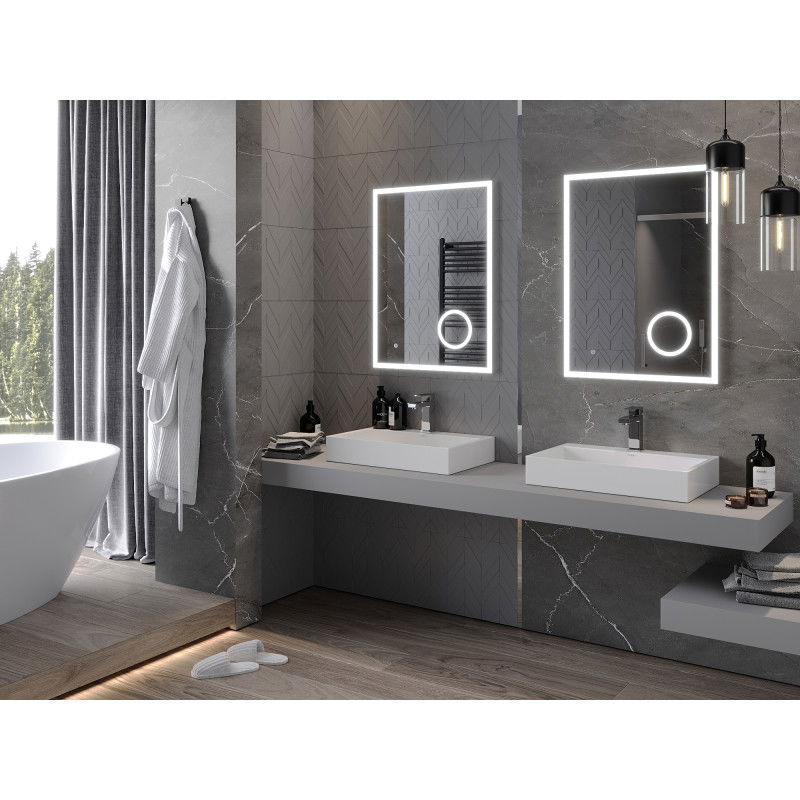 Mexen Kala upplyst badrumsspegel med kosmetisk spegel 60 x 80 cm, LED 6000K, imfria - 9820-060-080-611-00