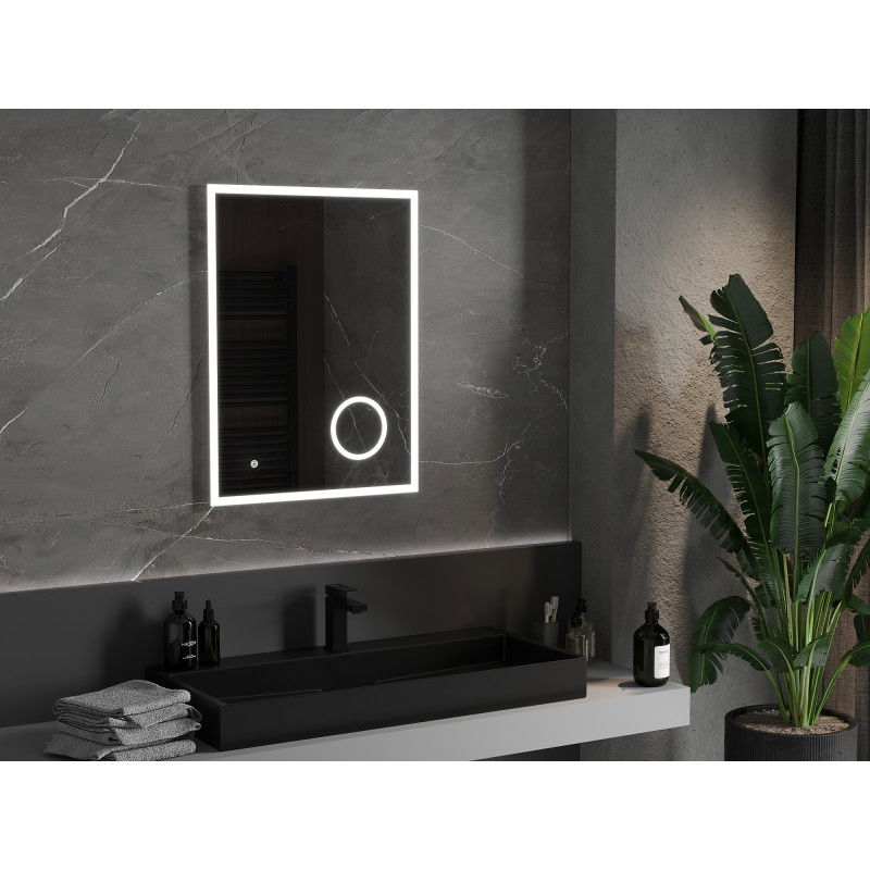 Mexen Kala beleuchteter Badezimmerspiegel mit Kosmetikspiegel 60 x 80 cm, LED 6000K, Antibeschlag - 9820-060-080-611-00