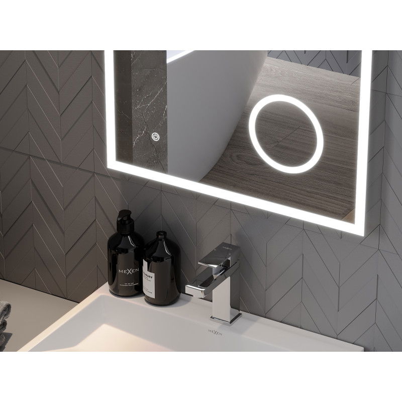 Mexen Kala beliichten Buedzëmmer Spigel mat kosmeteschem Spigel 60 x 80 cm, LED 6000K, anti-Fog - 9820-060-080-611-00