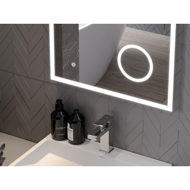 Mexen Kala espejo de baño iluminado con espejo cosmético 60 x 80 cm, LED 6000K, antivaho - 9820-060-080-611-00