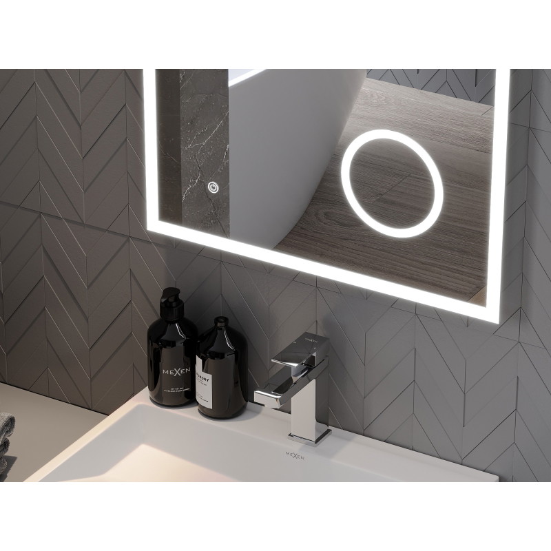 Mexen Kala miroir de salle de bain éclairé avec miroir cosmétique 60 x 80 cm, LED 6000K, antigivre - 9820-060-080-611-00