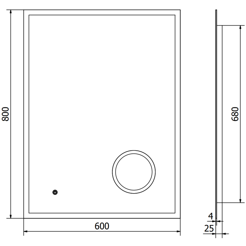 Mexen Kala beliichten Buedzëmmer Spigel mat kosmeteschem Spigel 60 x 80 cm, LED 6000K, anti-Fog - 9820-060-080-611-00
