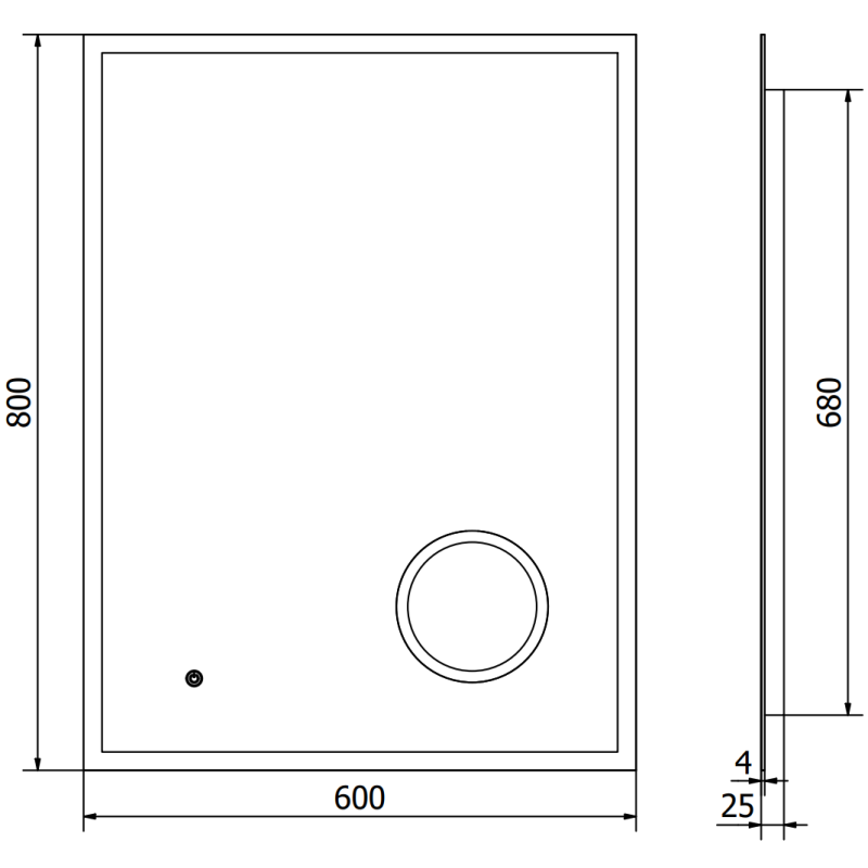 Mexen Kala lustro łazienkowe podświetlane z lusterkiem kosmetycznym 60 x 80 cm, LED 6000K, antypara - 9820-060-080-611-00