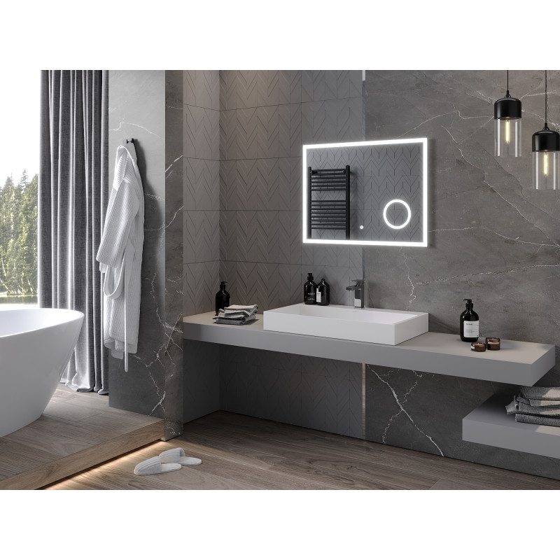Mexen Kala lustro łazienkowe podświetlane z lusterkiem kosmetycznym 80 x 60 cm, LED 6000K, antypara - 9820-080-060-611-00