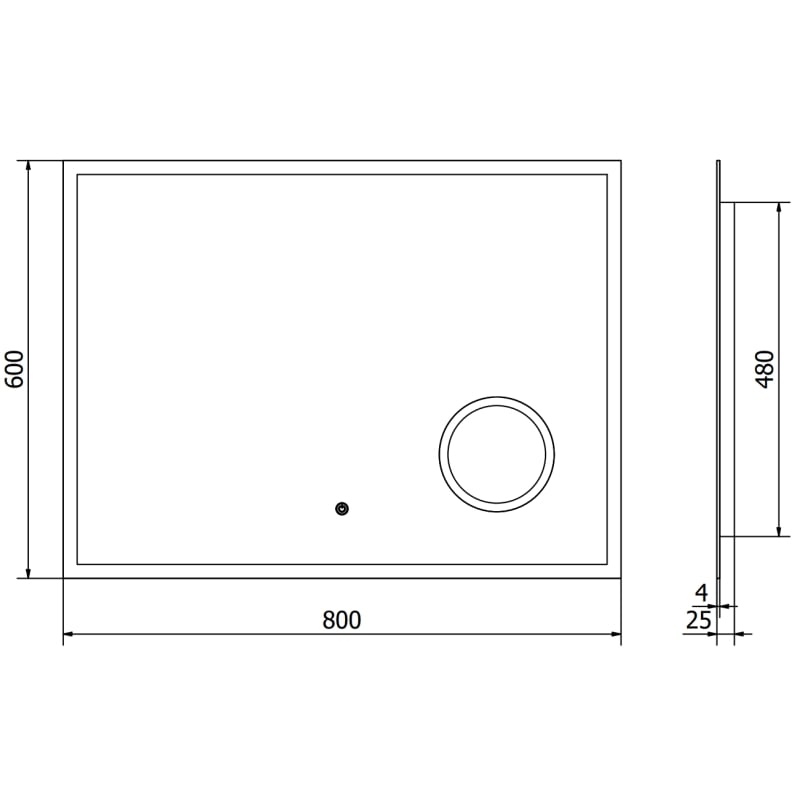 Mexen Kala espejo de baño iluminado con espejo cosmético 80 x 60 cm, LED 6000K, antivaho - 9820-080-060-611-00