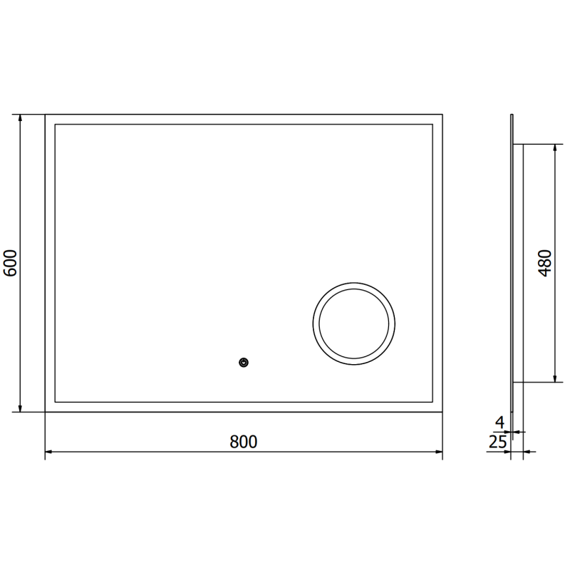 Mexen Kala lustro łazienkowe podświetlane z lusterkiem kosmetycznym 80 x 60 cm, LED 6000K, antypara - 9820-080-060-611-00