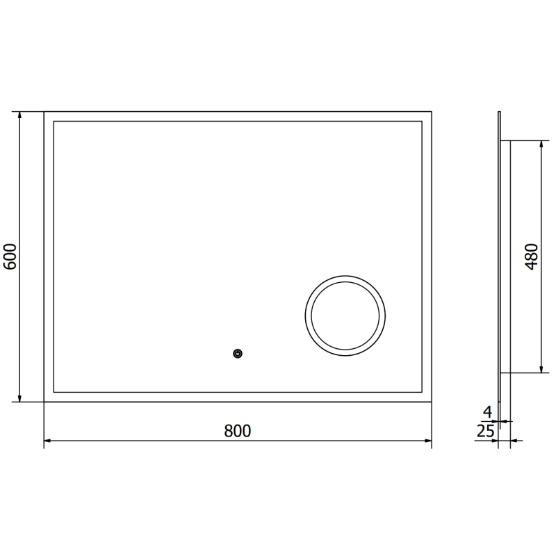 Mexen Kala vannas istabas spogulis ar fona apgaismojumu un kosmētikas spoguli 80 x 60 cm, LED 6000K, pretmiglas funkcija