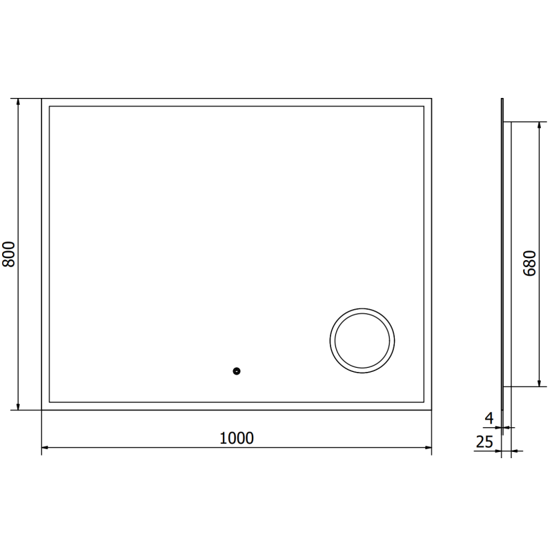Mexen Kala illuminated bathroom mirror with cosmetic mirror 100 x 80 cm, LED 6000K, anti-steam - 9820-100-080-611-00
