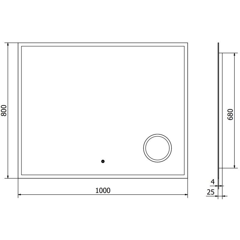 Mexen Kala miroir de salle de bains éclairé avec miroir cosmétique 100 x 80 cm, LED 6000K, antibuée - 9820-100-080-611-00