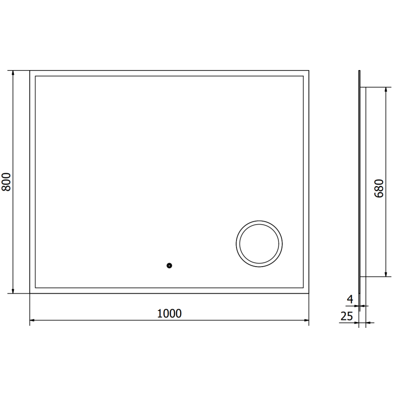 Mexen Kala valaistu kylpyhuoneen peili kosmetiikkapeilillä 100 x 80 cm, LED 6000K, huurteenesto - 9820-100-080-611-00