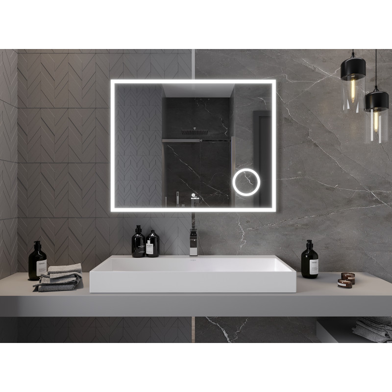 Mexen Kala lustro łazienkowe podświetlane z lusterkiem kosmetycznym 100 x 80 cm, LED 6000K, antypara - 9820-100-080-611-00