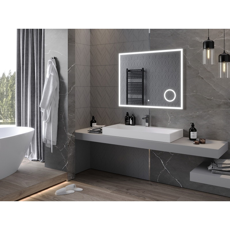 Mexen Kala verlicht badkamerspiegel met cosmeticaspiegel 100 x 80 cm, LED 6000K, anti-condens - 9820-100-080-611-00
