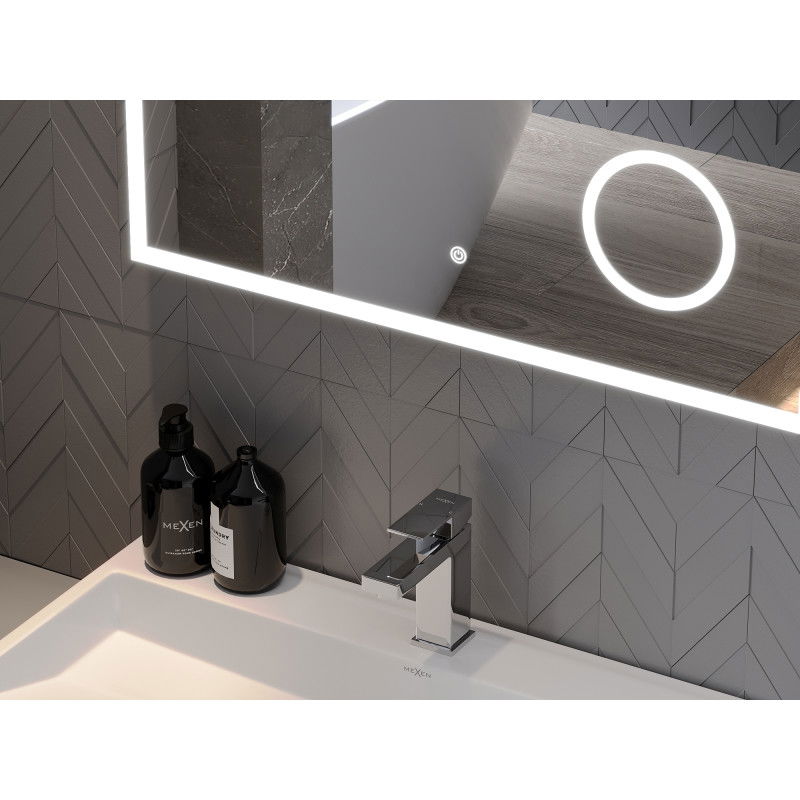 Mexen Kala miroir de salle de bain rétroéclairé avec un miroir cosmétique 80 x 60 cm, LED 6000K, antibuée