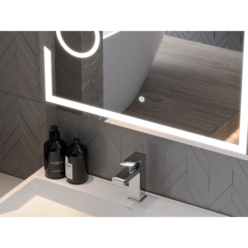 Mexen Onyx espejo de baño iluminado con espejo cosmético 80 x 60 cm, LED 6000K, antivaho - 9813-080-060-611-00