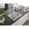 Mexen Carlos granite sink 1.5-bowl with Duo kitchen tap, white - 6518-20-671701-07-B