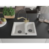 Mexen Carlos fregadero de granito de 1,5 senos con grifo de cocina Duo, blanco - 6518-20-671701-57-B