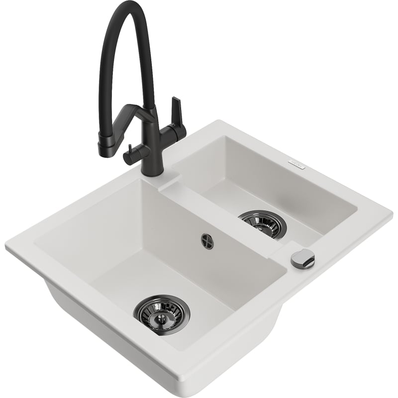 Mexen Carlos graniitvalamu 1,5 kausiga Duo köögisegistiga, valge - 6518-20-671701-70-B