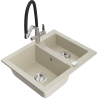 Mexen Carlos lavello da cucina in granito 1,5 vasca con rubinetto Duo, beige - 6518-69-671701-07