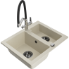 Mexen Carlos fregadero de granito de 1,5 senos con grifo de cocina Duo, beige - 6518-69-671701-07-B