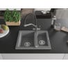 Mexen Carlos 1,5-Becken-Granitspüle mit Mischbatterie Duo, Grau - 6518-71-671701-07