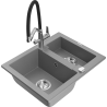 Mexen Carlos lavello in granito a 1,5 vasca con miscelatore da cucina Duo, grigio - 6518-71-671701-07