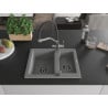 Mexen Carlos 1,5-Becken-Granitspüle mit Mischbatterie Duo, Grau - 6518-71-671701-07-B