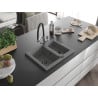 Mexen Carlos 1,5-Becken-Granitspüle mit Mischbatterie Duo, Grau - 6518-71-671701-07-B